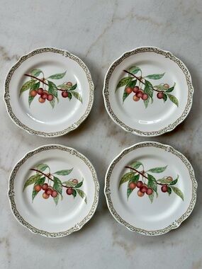4 Noritake Cream Plates with Fruit Motif | Noritake plates